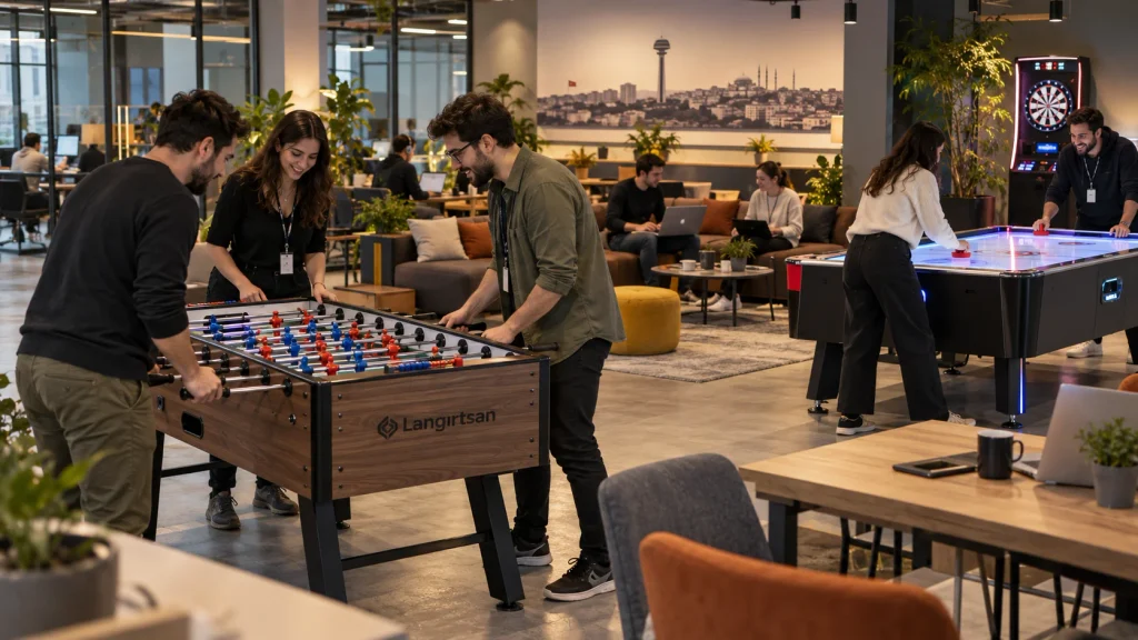 Ankara teknopark ve ortak çalışma alanlarında langırt, air hockey ve sosyal oyun alanı